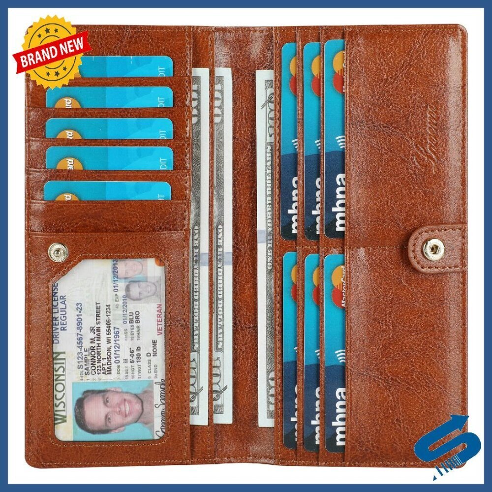 Ultra Slim Leather Women's Wallet RFID Blocking Credit Card Holder Bifold